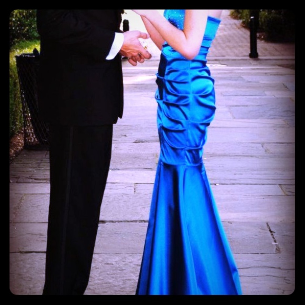 Blue Mermaid Evening Gown